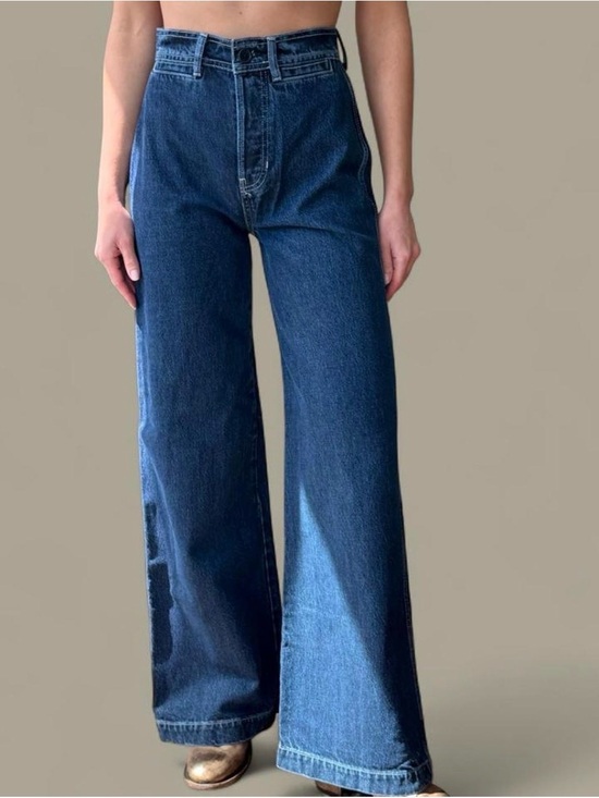 Reformation Denim - Reformation High-Rise Wide-Leg Jeans — Dark Blue Denim